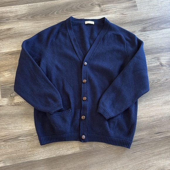 MCM Vtg Gleneagles Knitwear Co. 100% Cashmere Cardigan Navy Blue Scotland Rare - Picture 12 of 14